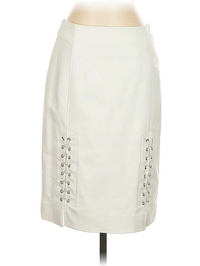 Pre-owned Etcetera Faux Leather Skirt In White