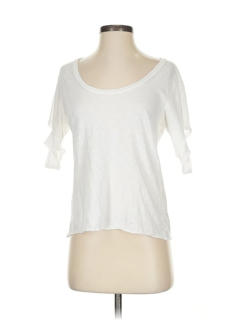 Pre-owned Lna Short Sleeve Top White Cold Shoulder Neckline Tops