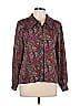 Elite 100% Polyester Paisley Burgundy Long Sleeve Blouse Size 10 - photo 1