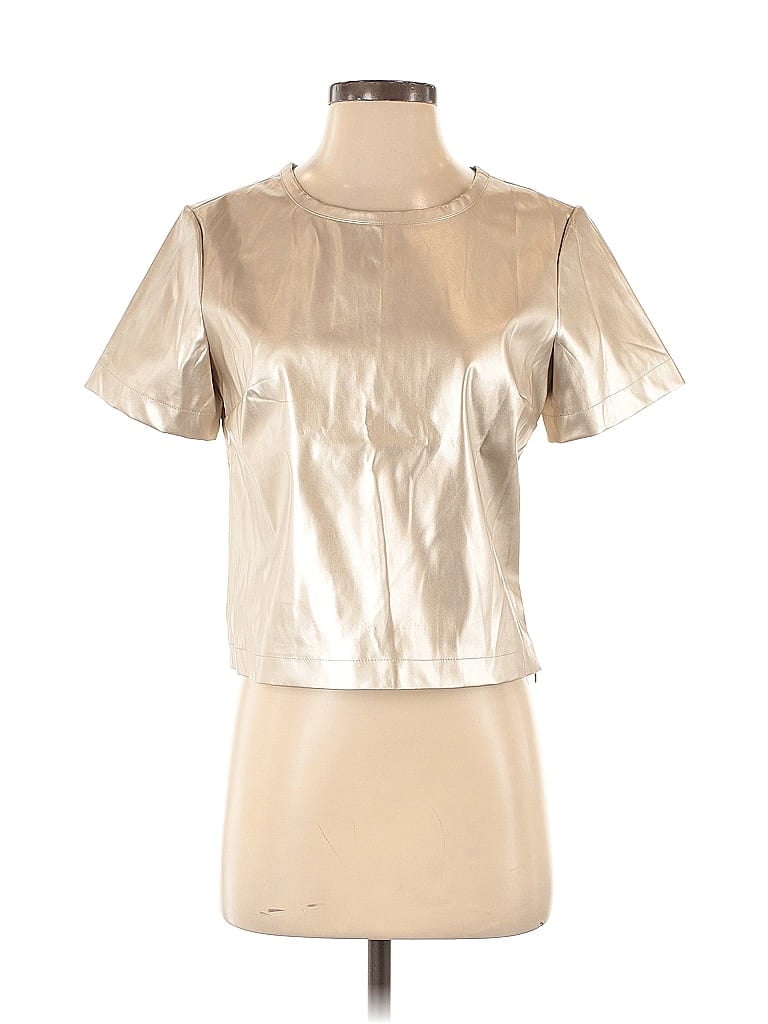 Porridge Metallic Silver Short Sleeve Blouse Size XS - photo 1