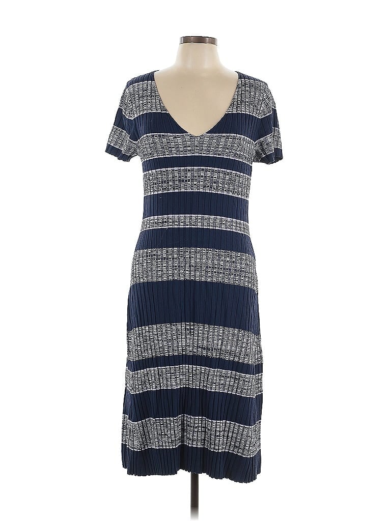 BECKEN Stripes Blue Casual Dress Size L - photo 1