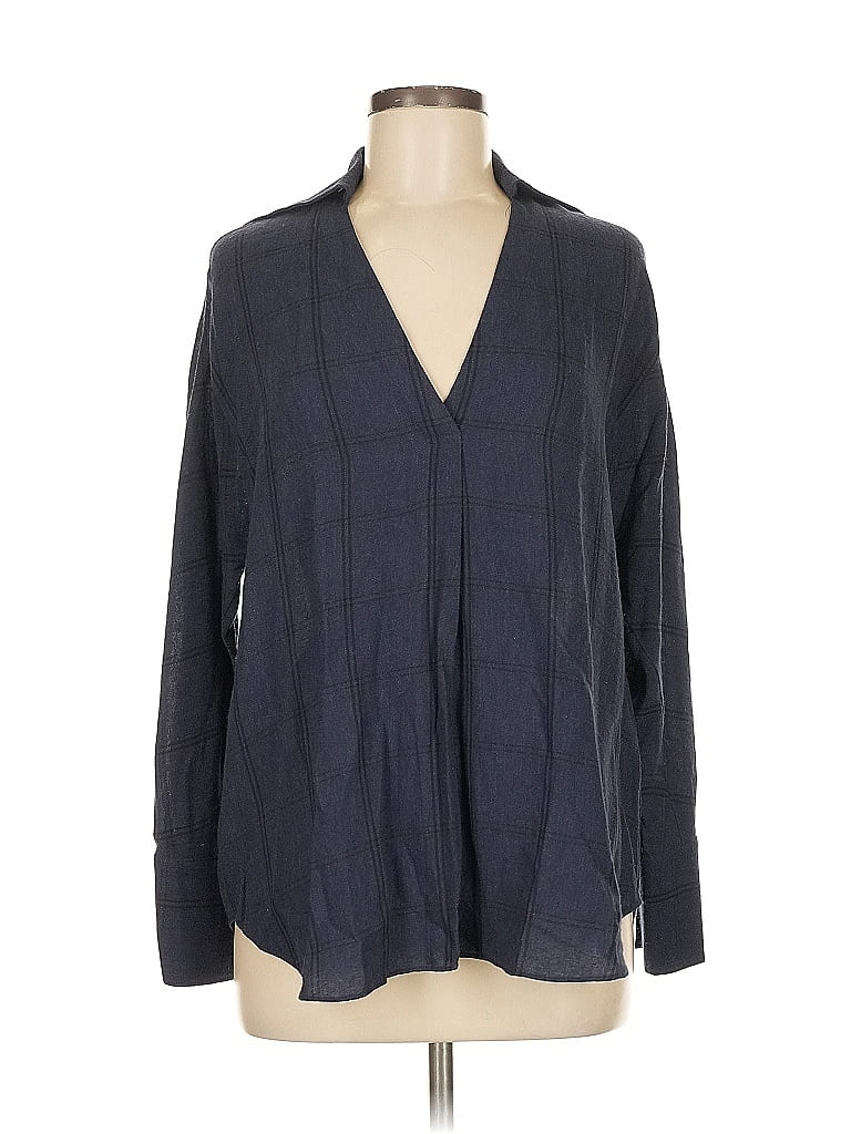 Pre-owned Vince Long Sleeve Blouse In Blue