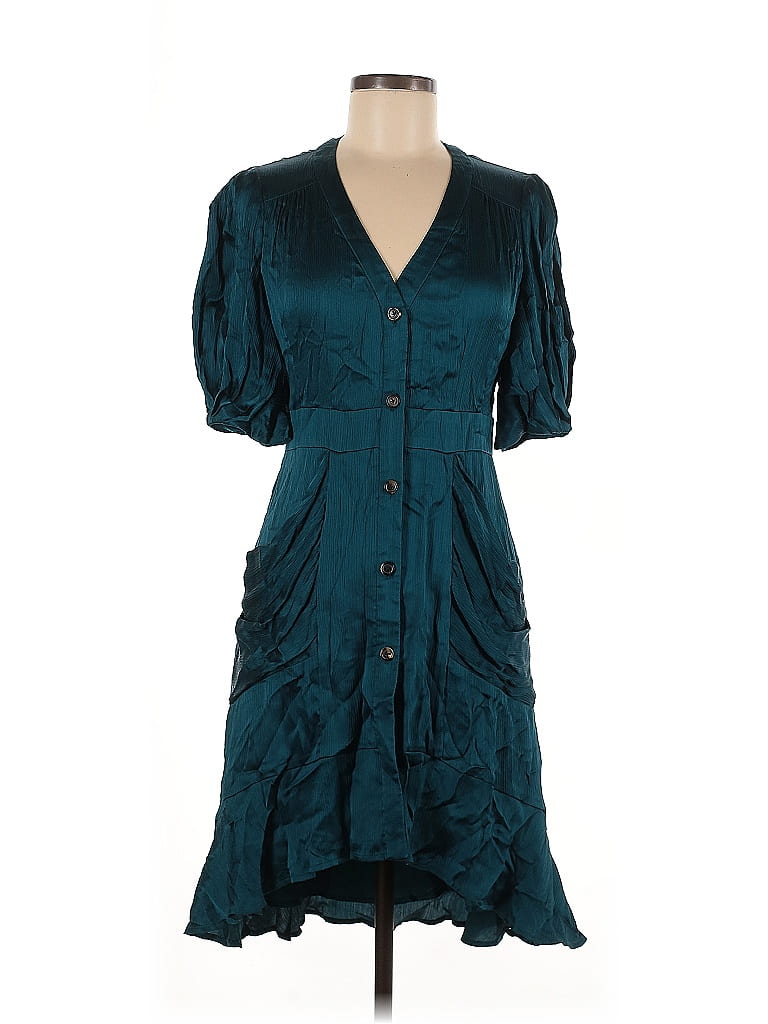 Robe Satinée Bleu Canard Nanette Lepore - Taille 8 - Occasion Portée Une Fois
