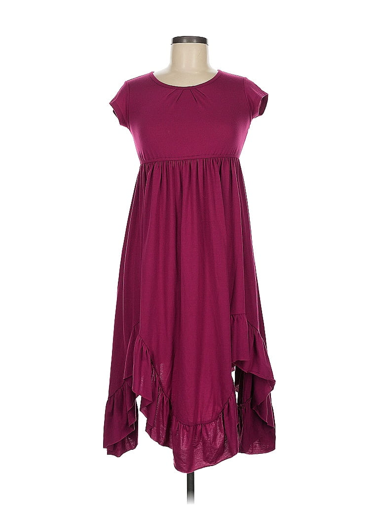Mia Joy Solid Burgundy Casual Dress Size 7 - photo 1