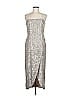 ML Monique Lhuillier 100% Polyester Metallic Silver Cocktail Dress Size 8 - photo 1