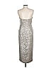 ML Monique Lhuillier 100% Polyester Metallic Silver Cocktail Dress Size 8 - photo 2