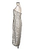 ML Monique Lhuillier 100% Polyester Metallic Silver Cocktail Dress Size 8 - photo 5