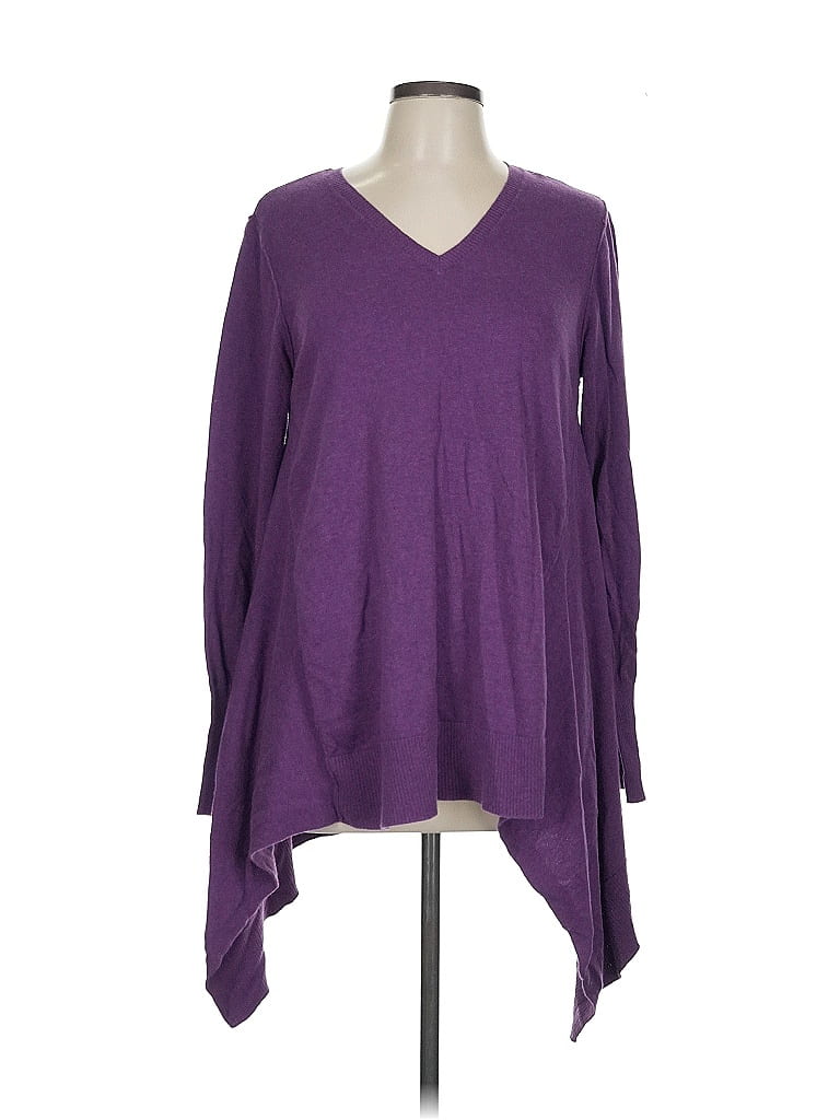 LOGO by Lori Goldstein Purple Pullover Sweater Size L - photo 1