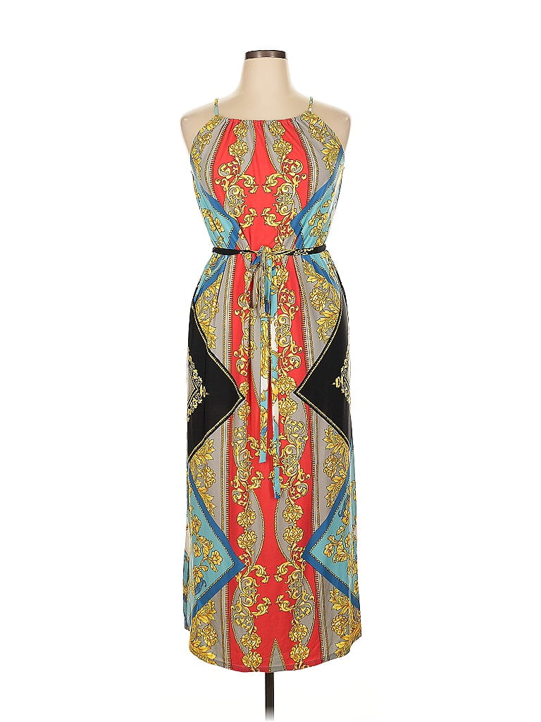 Roz &amp; Ali Print Gold Cocktail Dress Size 14 - 77% off | ThredUp