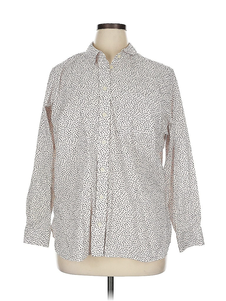 Duluth Trading Co. Polka Dots Ivory Long Sleeve Button-Down Shirt Size 1X - photo 1