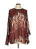 Tamara Mellon 100% Silk Burgundy 3/4 Sleeve Silk Top Size 10 - photo 1
