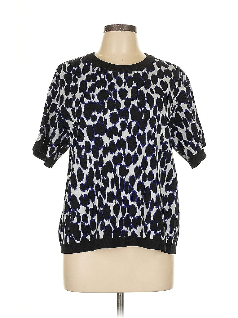 Kate Spade New York Animal Print Blue Pullover Sweater Size L - photo 1