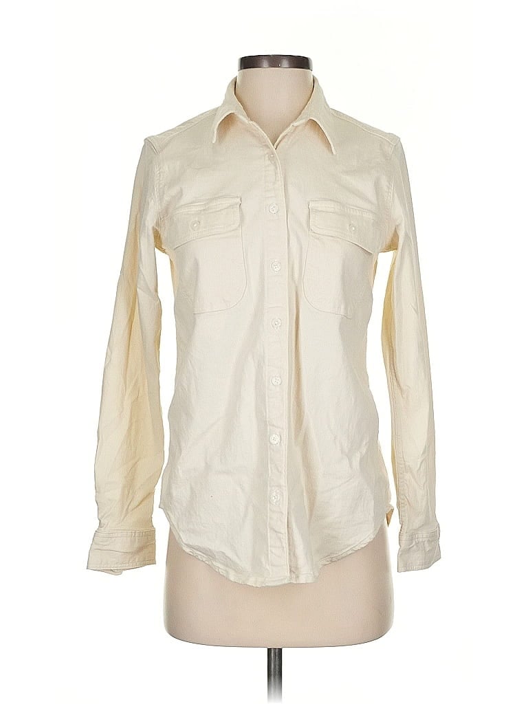 Pre-owned Lands' End Long Sleeve Button Down Shirt In White
