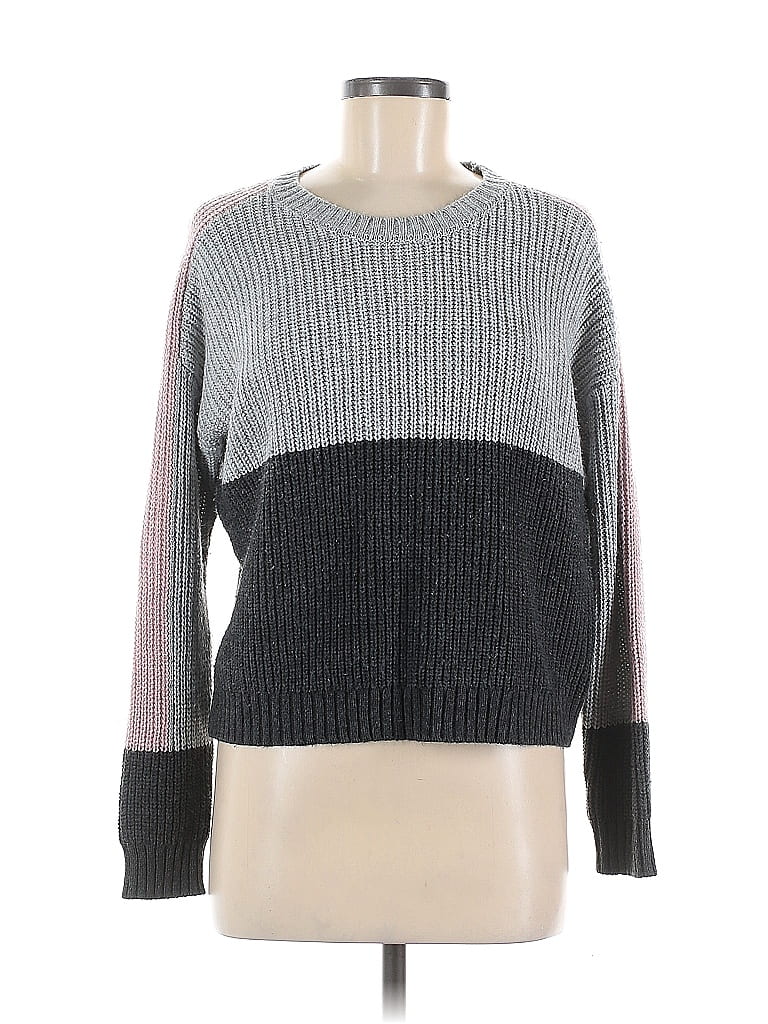 Pink Rose 100% Acrylic Color Block Gray Pullover Sweater Size M - photo 1