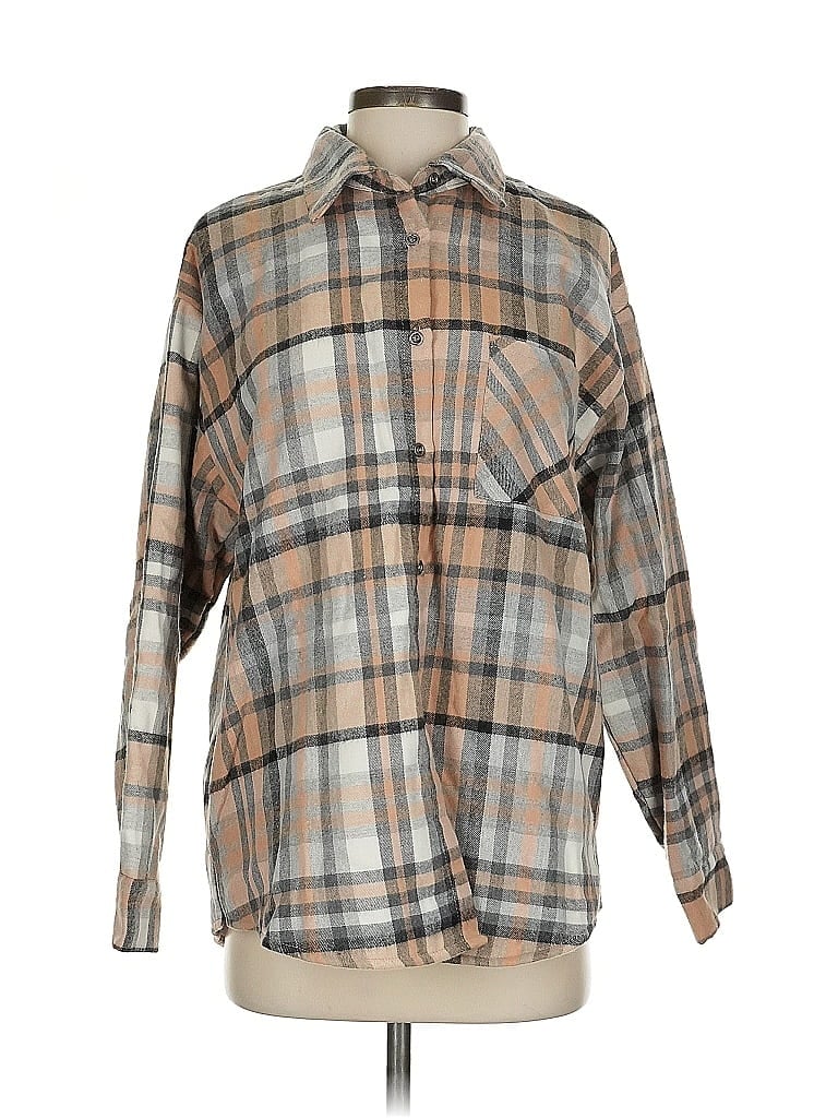 Pre-owned Andree By Unit Long Sleeve Button Down Shirt In Brown