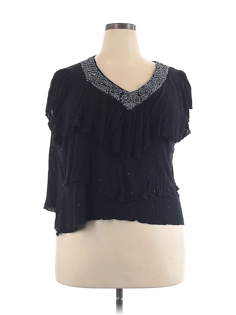 Judith Black Short Sleeve Blouse Size 2X - photo 1