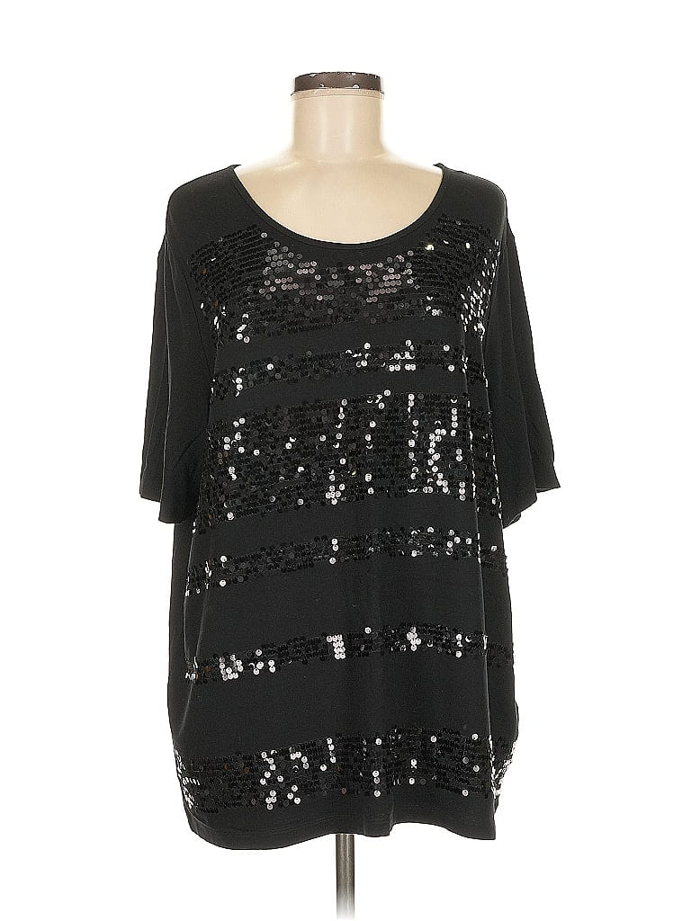 Pre-owned Basler 3/4 Sleeve Top Black Scoop Neck Tops