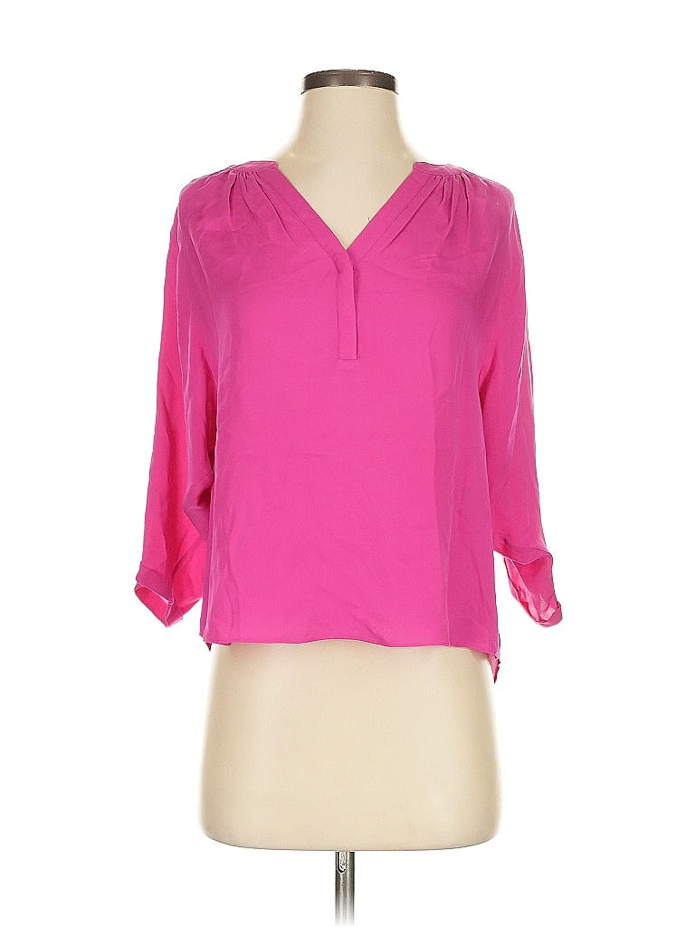 Pre-owned Joie 3/4 Sleeve Silk Top Pink Open Neckline Tops