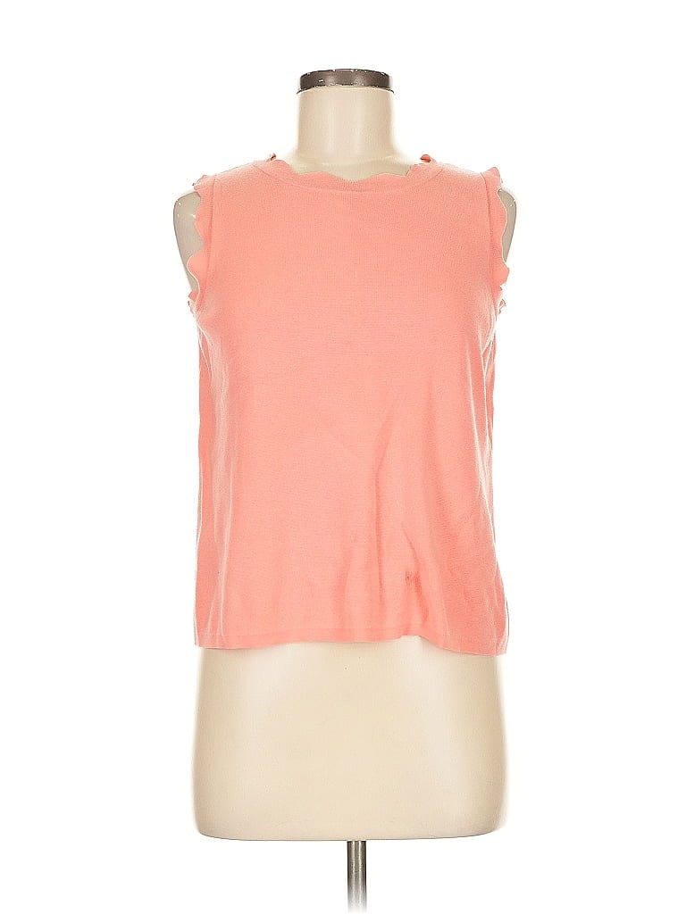 Pre-owned Ann Taylor Factory Sleeveless Top Orange Keyhole Neckline Tops