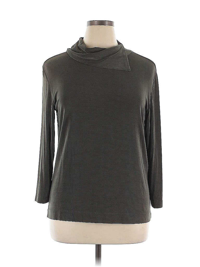 Pre-owned Travelers By Chico's 3/4 Sleeve Top Gray Cowl Neck Tops