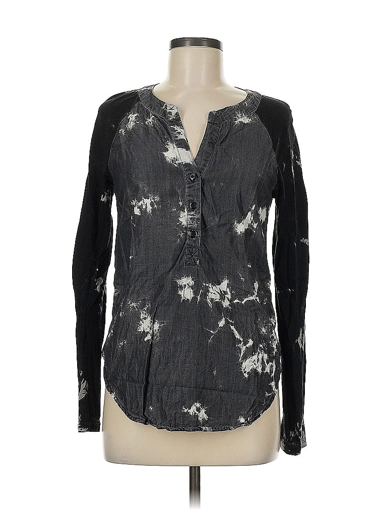 Pre-owned Chelsea & Theodore Long Sleeve Blouse In Black