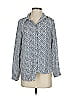 H&M 100% Polyester Paisley Blue Long Sleeve Blouse Size 2 - photo 1
