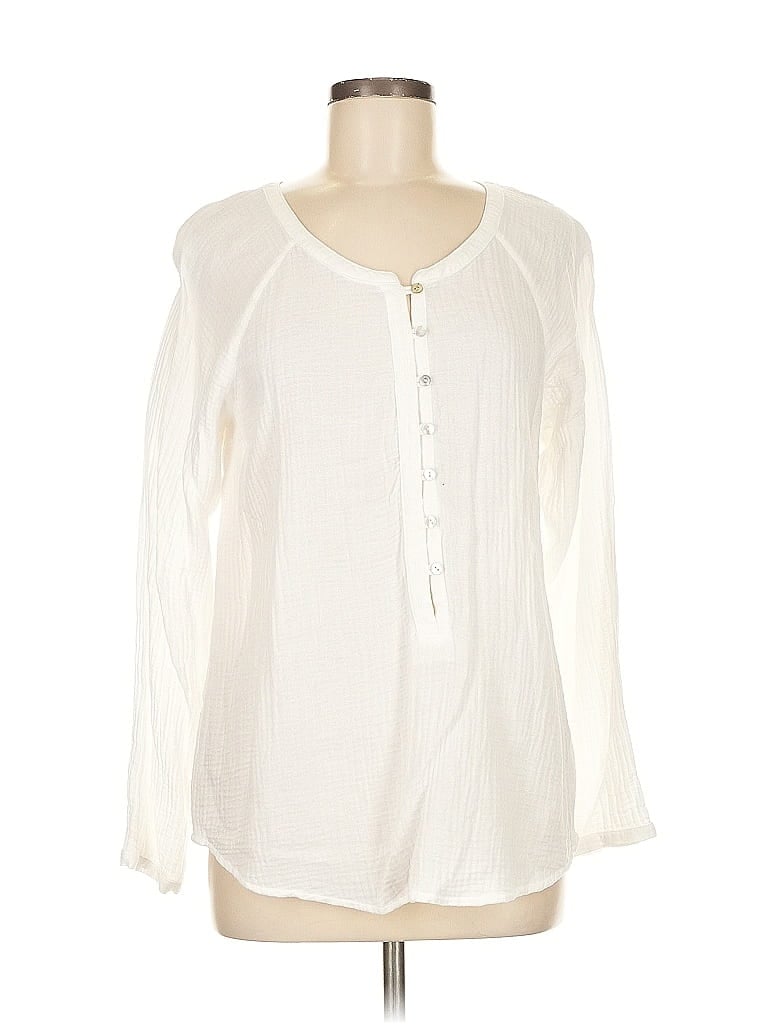 Pre-owned Nic + Zoe Long Sleeve Blouse In White