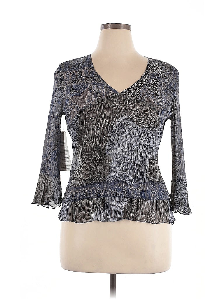 Alberto Makali 100% Polyester Gray 3/4 Sleeve Blouse Size XL - photo 1