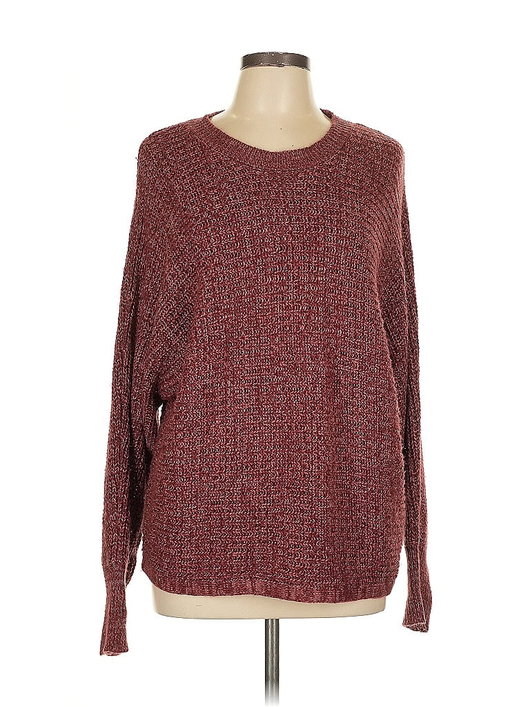 Pink Rose 100% Acrylic Tweed Burgundy Pullover Sweater Size L - photo 1