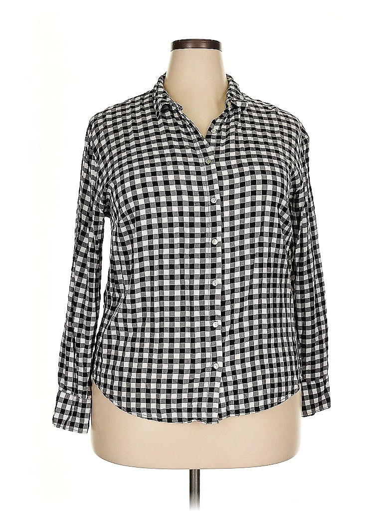 Pre-owned A New Day 3/4 Sleeve Button Down Shirt In Black