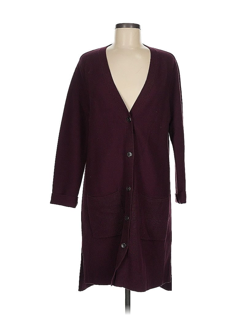 Pre-owned Jjill Cardigan Sweater In Burgundy