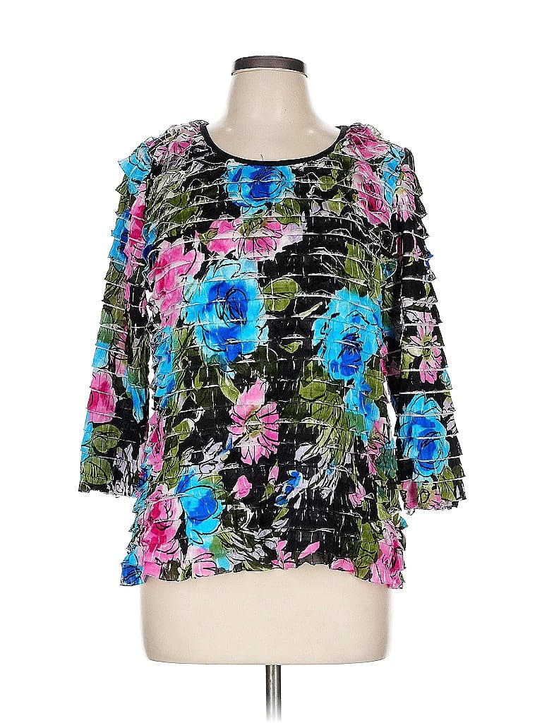 Pre-owned Notations 3/4 Sleeve Blouse In Black