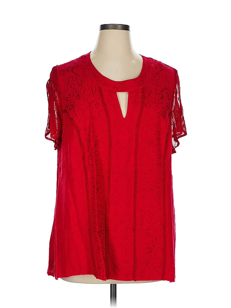 Catherines 100% Rayon Red Short Sleeve T-Shirt Size 0X - photo 1