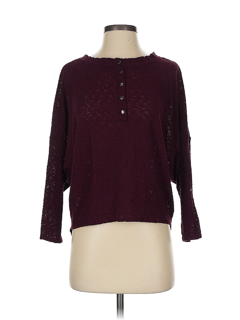 Pre-owned Urban Outfitters 3/4 Sleeve Top Burgundy Keyhole Neckline Tops