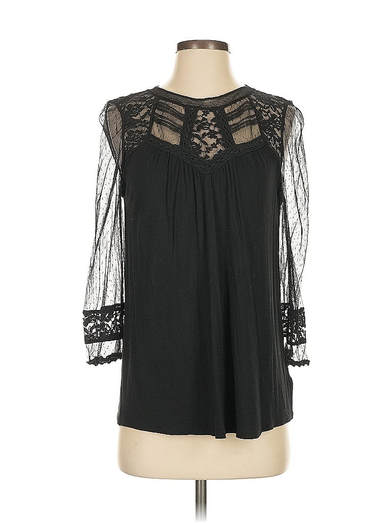 Pre-owned Express 3/4 Sleeve Blouse In Black