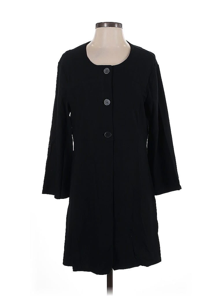 Pre-owned Eileen Fisher Coat In Black