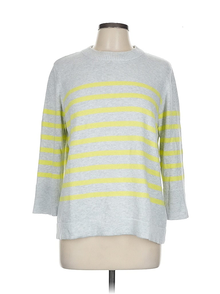 Kinross 100% Cotton Stripes Gray Pullover Sweater Size L - photo 1