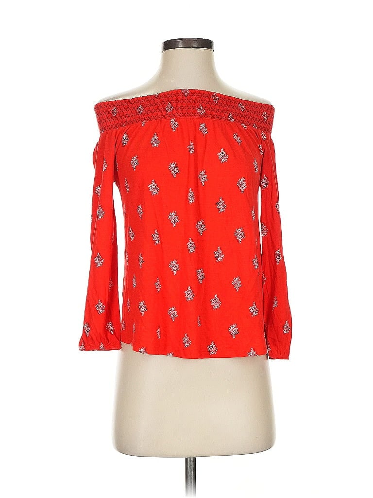 Pre-owned Old Navy 3/4 Sleeve Blouse In Red