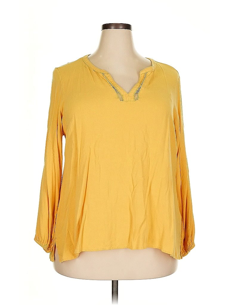 Pre-owned Lane Bryant 3/4 Sleeve Blouse In Yellow