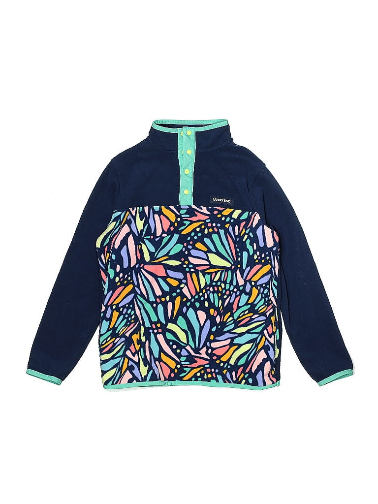Lands' End 100% Polyester Tropical Blue Fleece Jacket Size 10 - photo 1