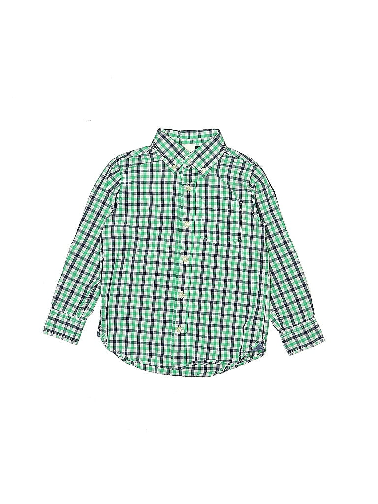 Baby Gap 100% Cotton Checkered-gingham Green Long Sleeve Button-Down Shirt Size 5T - photo 1