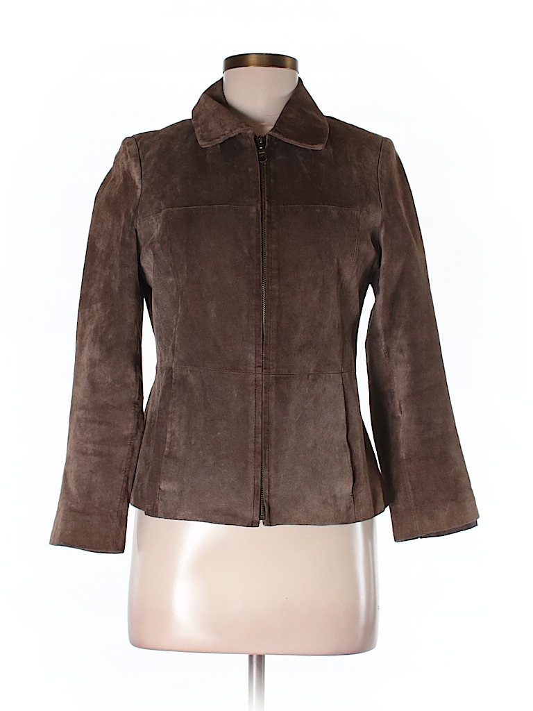 Uniform John Paul Richard 100% Leather Solid Brown Leather Jacket Size ...