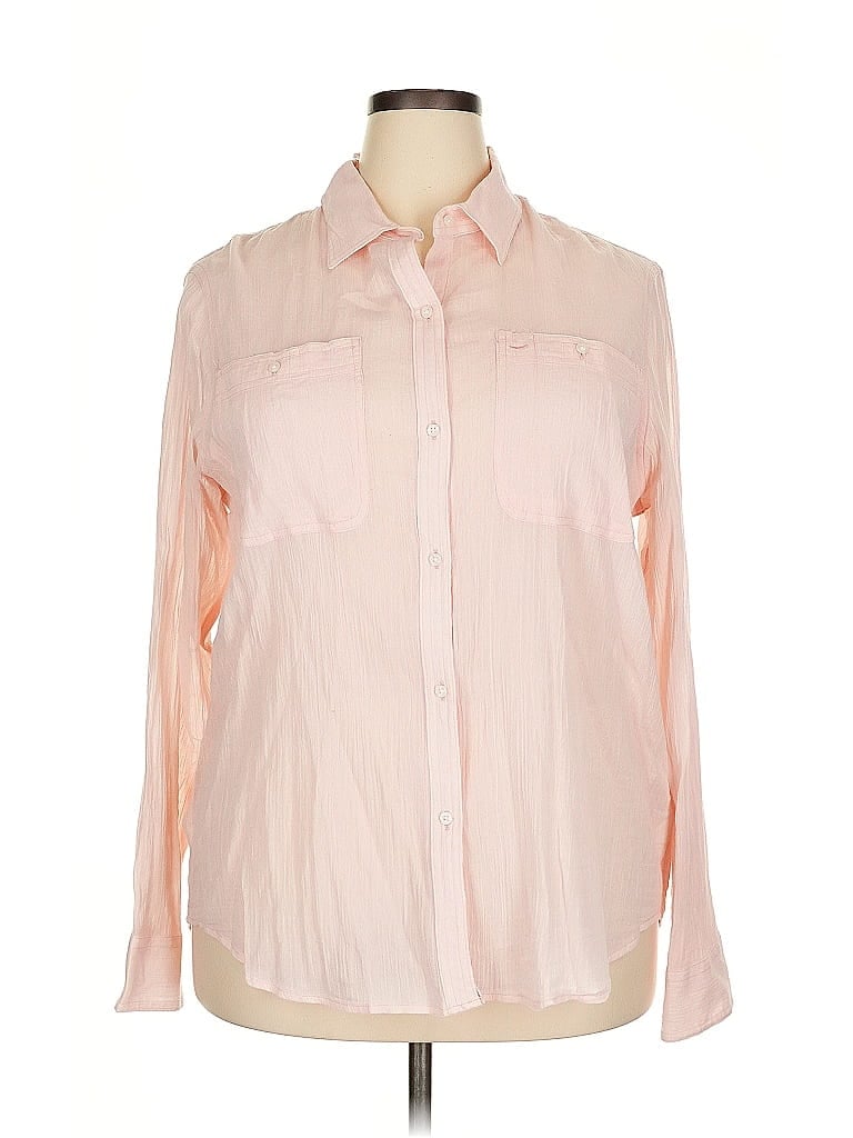 Pre-owned Chaps Long Sleeve Button Down Shirt In Pink