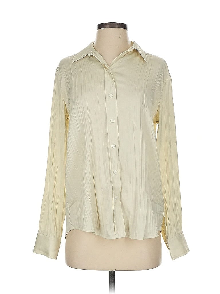 Pre-owned Gap Long Sleeve Blouse In White