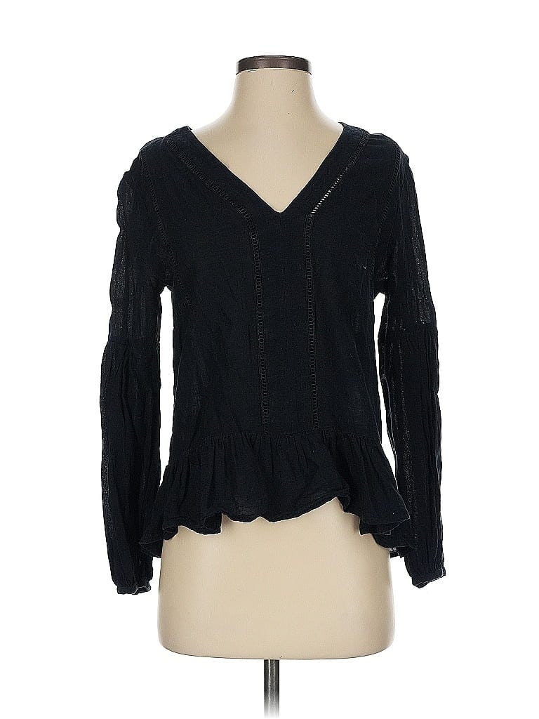 Pre-owned Gap Long Sleeve Blouse In Black