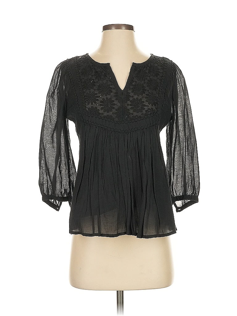 Pre-owned Leifnotes 3/4 Sleeve Blouse In Black
