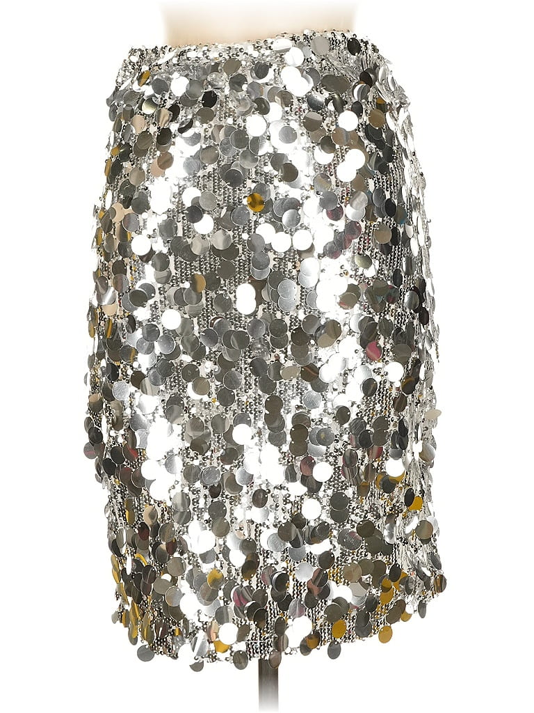 White Fox 100% Polyester Silver Formal Skirt Size M - photo 1