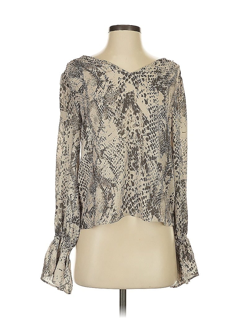 Pre-owned Aqua Long Sleeve Blouse In Silver