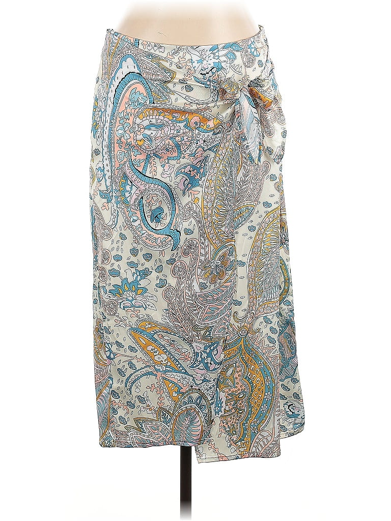 Zaful 100% Polyester Paisley Silver Casual Skirt Size L - photo 1