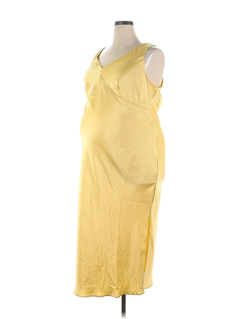 Isabel Maternity 100% Recycled Polyester Yellow Casual Dress Size XXL - photo 1